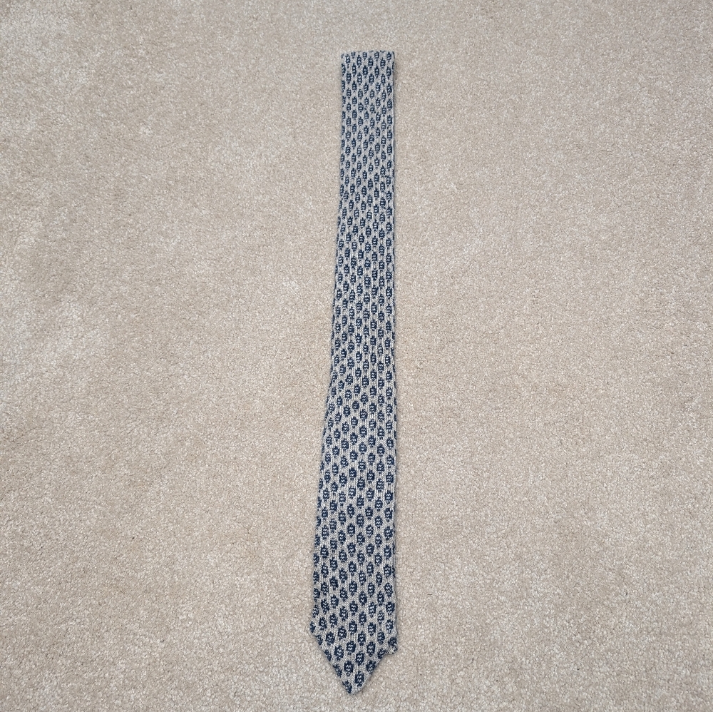 Structure Men's  VTG Cotton Linen Blue With Beige Tie